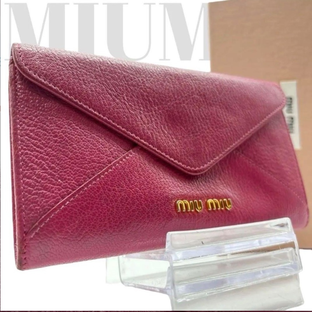 Miu Miu Pink Leather Envelope Wallet Clutch